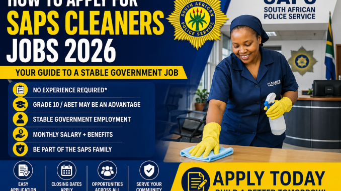 How To Apply for SAPS Cleaners Jobs 2026 – Requirements, Salary, Application Process & Closing Date